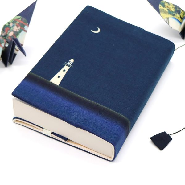 Sheepsleep Book Cover, Lighthouse, Made in Japan, Bunko Book Cover, Navy Blue