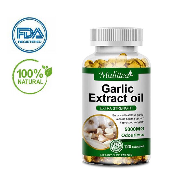 120pcs Organic Garlic Capsules 5000Mg for Lowering Cholesterol Heart Health