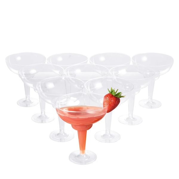 MATANA 10 Elegant Plastic Margarita Cocktail Glasses (360ml / 12oz) - Transparent, Sturdy & Reusable - Daiquiri Martini Glasses for Weddings Birthdays, Christmas & Outdoor Parties