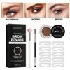 SHEEYOON Eyebrow Stamp Stencil Kit, One Step Brow Shaping Kit with Brow Pomade and 10 Easy Brow Stencils, Waterproof & Long Lasting Brow Pomade and Stencils Kit (03 Medium-Brown)