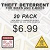 20 PACK GPS Tracking Warning Labels For Bikes and E-Bikes High Quality Laminated