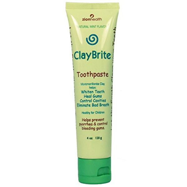 Zion Health Claybrite Natural Toothpaste, Natural Mint, 4 Ounce (Packaging may vary)