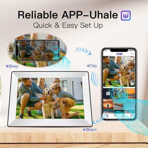 Uhale 10.1inch Digital Picture Frame WiFi Smart Digital Photo Frame 1280 * 800 IPS HD Touch Screen, 16GB Memory, auto-Rotate, use “Uhale”APP Instantly Shares Photos and Videos-Best Gift