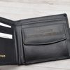 Personalised with Message Irish Shamrock Leaf Design Black Leather Bi-Fold Wallet