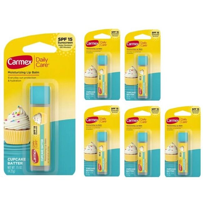 6 Carmex Cupcake 🧁 Batter Moisturizing Lip Balm SPF 15 SEALED!!