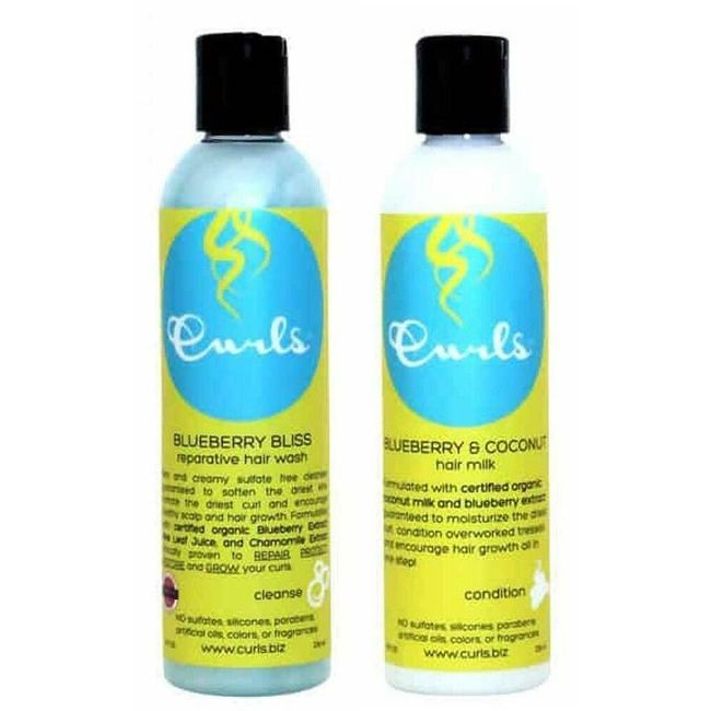 Curls Reparative Hair Wash & Hair Milk Cleanse Condition Blueberry 8oz x 2 Units