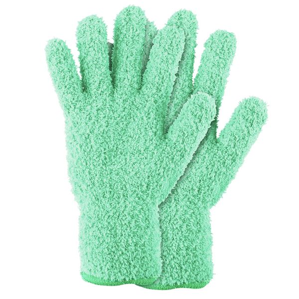 Sibba 2pcs Dusting Mitt Gloves Microfiber Auto Household Cleaning Mittens Cloth Coral Fleece Reusable Washable Gloves for Men Women Kitchen House Blinds Plants Windows Mirrors Lamps Car Washing (Cyan)