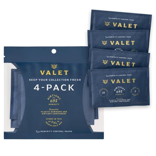 Valet 69% Two-Way Humidity Control Packs for Plastic Containers, 4-Pack, 60g Each, Moisture Absorbers, Natural Craft Paper Design with Resealable Bag