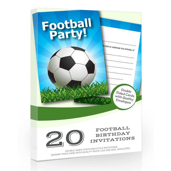 Olivia Samuel 20 x Kids Football Party Invite from A6 Ready to Write - Double Sided Postcard Style with envelopes