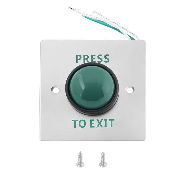 ECSiNG 1pc Push to Exit Button Switch Green Press to Exit Switch Brushed Stainless Steel Finish Panel Door Button with Screws for Access Control Lock