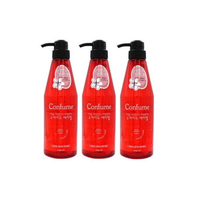 Kwailnara Confume Super Hard Hair Gel 600ml, 3pcs Powerful setting power