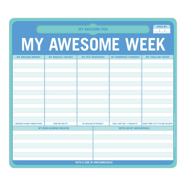 Knock Knock My Awesome Week Paper Mouse Pad, Weekly Calendar Pad & Daily to Do List Pad, 9.5 x 8-Inches