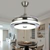 42"Modern Ceiling Fan Light With LED Bluetooth Music Player Retractable Blades