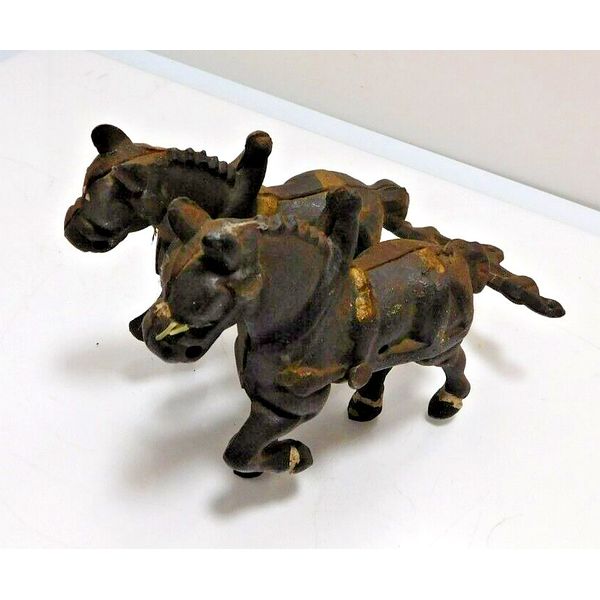 Antique Vintage BrowCast Iron Toy Horses For Cart, 4.5” Tall 5” Long, 3lbs Heavy