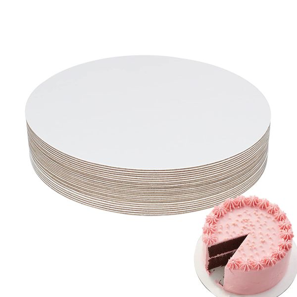 YBCPACK 24 Pack 6 inch Cake Board Round - Eco-Friendly Recycled material White Cardboard Cake Base Board for Cake，Pizza （2mm Thickness）