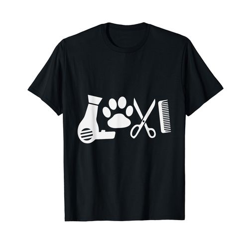 Dog Groomer Love T Shirt Dog Grooming Hairdryer Paw Scissors
