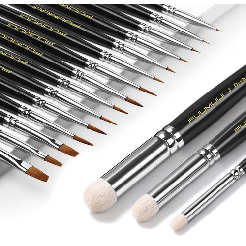 Miniature Paint Brushes with Drybrush Set for Miniature Painting,18PCS Fine Detail Paint Brush Dyrbrush for Miniatures Citadel Model Paint Brushes for Citadel,Warhammer 40k, Model Painting