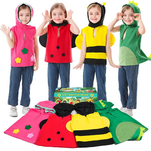 HAIMST Dress Up Clothes for Little Girls- Kids Dress Up Trunk Ladybug, Bee, Dinosaur, Flower Fairy Costumes Halloween Cosplay Party Pretend Play Costumes for Toddler Girls Boys Age 3-6