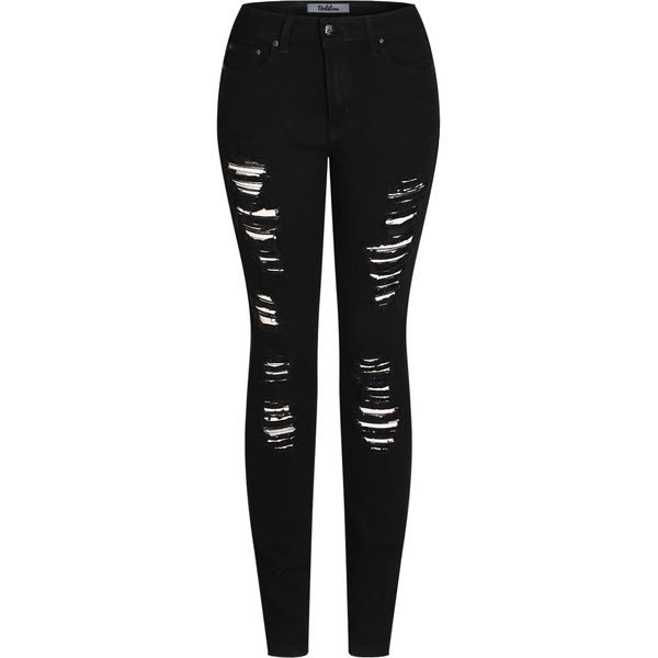 2LUV Women's Trendy Colored Distressed Skinny Jeans, Black24, 11