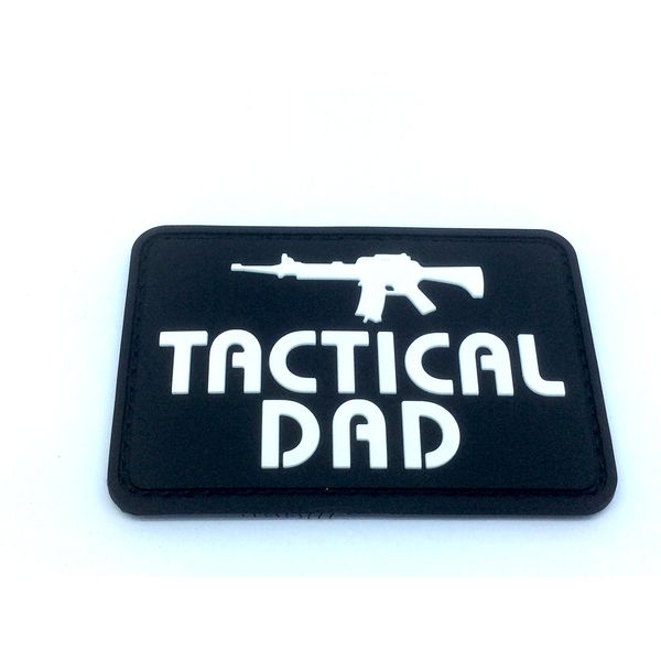 Tactical Dad Black Morale Patch PVC Airsoft Paintball Velcro Emblem Badge