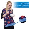 RMS 3 Pack Adult Bib Washable Reusable Waterproof Clothing Protector with Optional Crumb Catcher and Vinyl Backing 34"X18" (Butterfly/Blue Rose/Heritage)