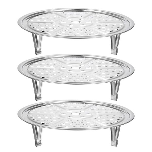 uxcell 3 Piece Stainless Steel Steamer Rug with Stand, 8.6" Diameter, Silver