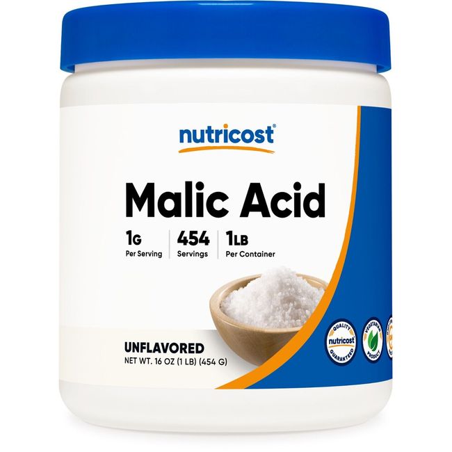 Nutricost Malic Acid Powder 1 LB (16oz) - Gluten Free, Non-GMO (454 Grams)