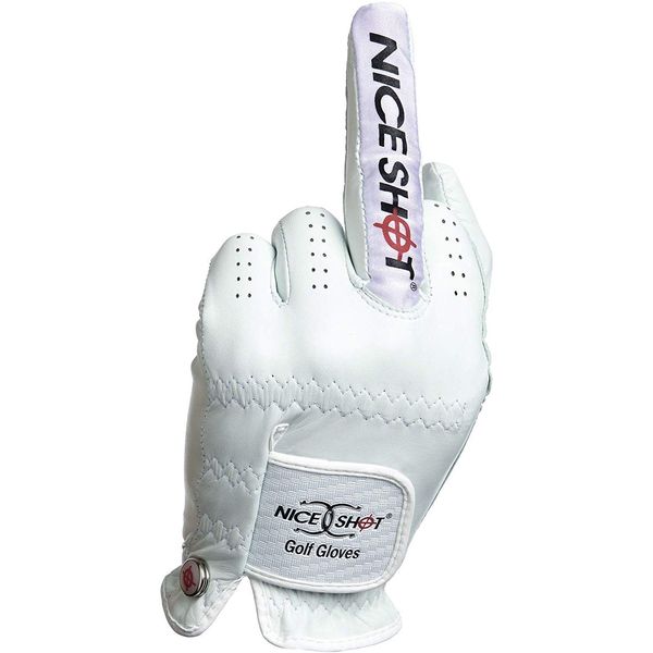 Nice Shot The Bird Golf Glove White Cabretta Leather Men's Left Hand - Large