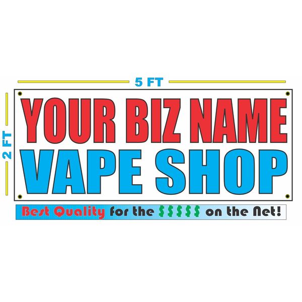 CUSTOM NAME VAPE SHOP Banner Sign NEW 2x5 