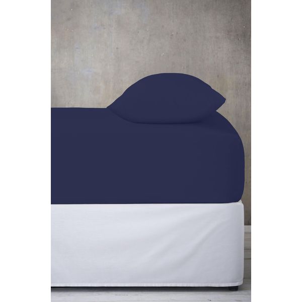 Microfibre Fitted Sheets Luxurious Easy Care Super Soft All Year Round Bed Sheets (Navy, Single)