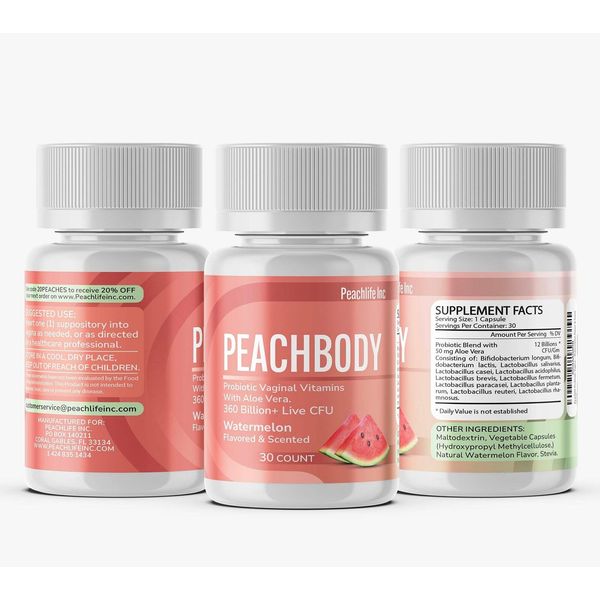 Watermelon Scented & Flavored Probiotic Vaginal Suppositories | With Aloe Vera