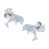 Dolphin Earrings with Sparkly Glitter Effect 925 Sterling Silver
