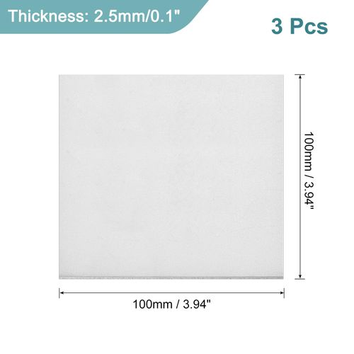 uxcell 3Pcs GR2 Titanium Plate Sheet, 100x100x2.5mm Titanium Alloy Metal Sheet for Industrial Machinery Metalworking (4"x4"x0.1")