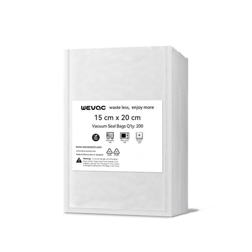 Wevac Vacuum Packaging Bags, 5.9 x 7.9 inches (15 x 20 cm), Pack of 200, Pre-Cut, Embossing, Degassing, Sealable, Vegetables, Rice, Fish, Dog Food, Long-Lasting, Food Storage, Low Temperature Cooking,