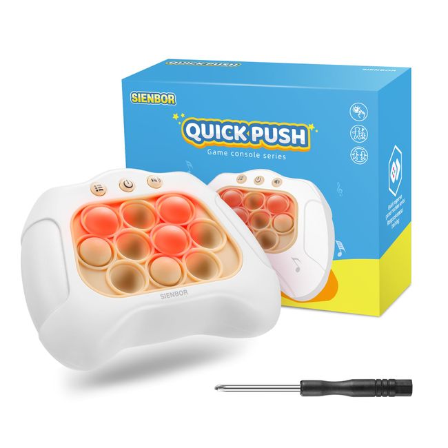 SIENBOR Quick Push Game Console,4 Modes Games, A Toy Game Machine That Exercises Reaction Ability and Improves Concentration | Gift Idea for Kids & Teens Boys & Girls Ages 3-12 Years Old & Up (White)