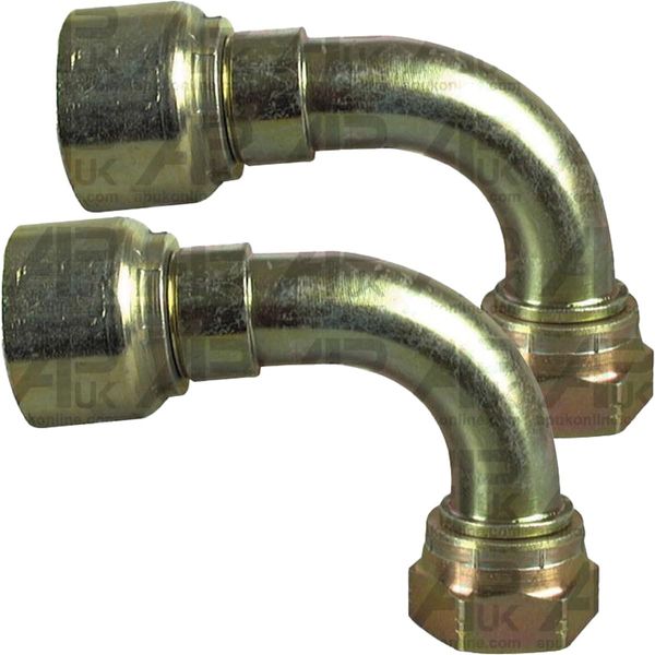 2x Parker Hydraulic Hose Insert 90 Deg Swept Angle 3/8" Replacement for Digger Excavator
