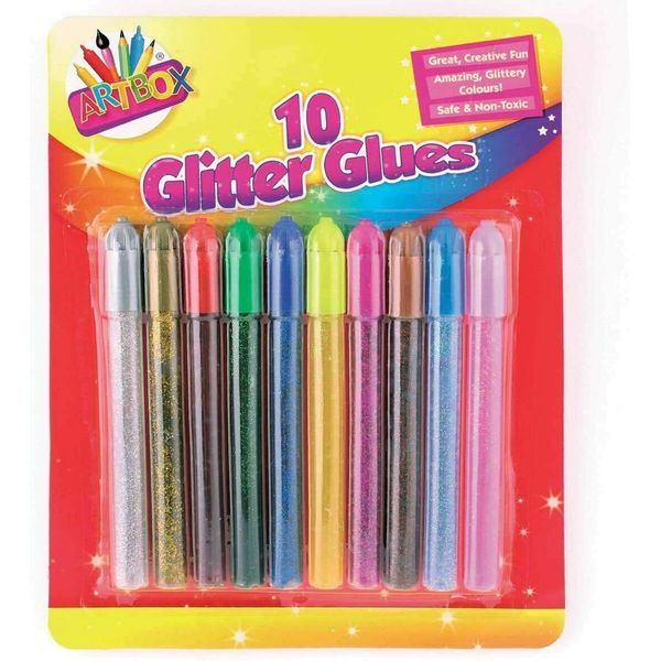 Artbox colouring glitter glues pack of 10 assorted colours