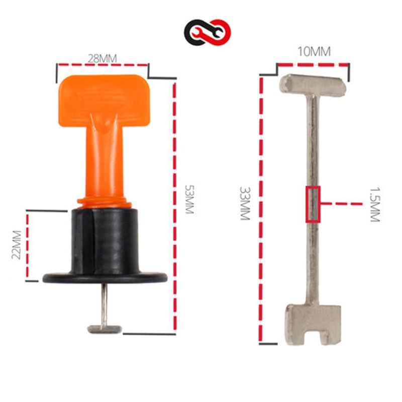 Tektools Reusable Tile Levelling System T-Lock - Wall and Floor Spacers ...
