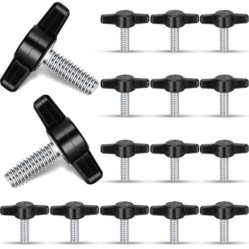 Tandefio 16 Pcs Stainless Steel Thumb Screw 1/4" - 20 x 3/4" Thread Thumbscrew Adjustable Tee Wing Screw Black Wing Knob Bolt for Remove Replace Hand Clamping Tightening Knob Power Supply