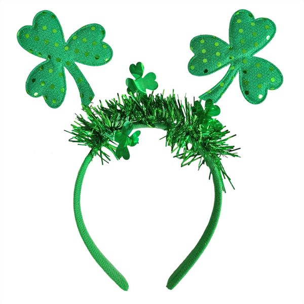 HIFANMM Green Shamrock Headbands St. Patrick's Day Hair Bands for Women Girls Kids, Shiny Sequin Clover Leaf Hair Accessories Green Irish Day Decoration Headdress Party Supplies Gift Hair Hoop 1 Pcs