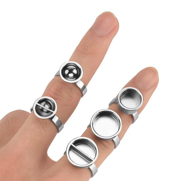 ATOMUS Eyebrow Tattooed Ring Cup 5pcs Microblading Tattoo Rings Cups Zinc Alloy Silver Tattoo Ink Rings Cups for Eyebrow Lip Tattoo Art Pigment