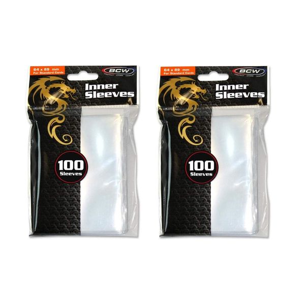 BCW_Supplies BCW 100 Count Standard Size Inner Clear Sleeves - 2 Packs