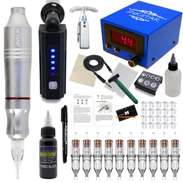 Javelin Wireless Tattoo Pen Starter Kit with 1/2oz Radiant Colors Black Ink