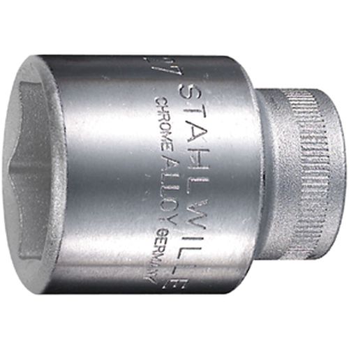 Stahlwille 3030024 52 Socket, 24mm Size, Hexagon AS-Drive, 1/2” (12.5mm) Drive Square, 42mm Length, Thin-Walled for Tight Spaces, Made of High-Performance Steel & Chrome-Plated, Made in Germany