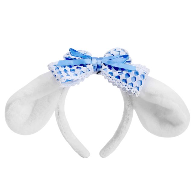 PUCAPOCO Bunny Ears Headband Furry Rabbit Puppy Dog Ears Headband Cute JK Bowknot Headwear for Girls Women Facial Makeup Anime Costume Cosplay(Blue)