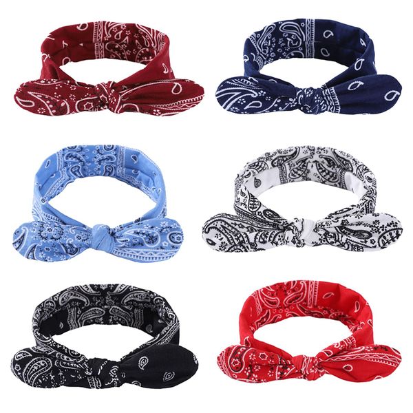 TSHAOUN 6 Pieces Paisley Headbands Boho Bow Bandana Knot Headwrap, Retro Elastic Rabbit Ear Hairband for Girls and Women,Hair Bands Wide Elastic Hairband Turban Fashion Hair Accessories (6 PCS)