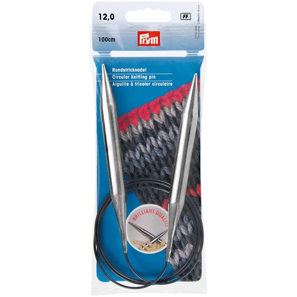 Prym Circular Knitting Needle, Brass, Silver, 12 mm