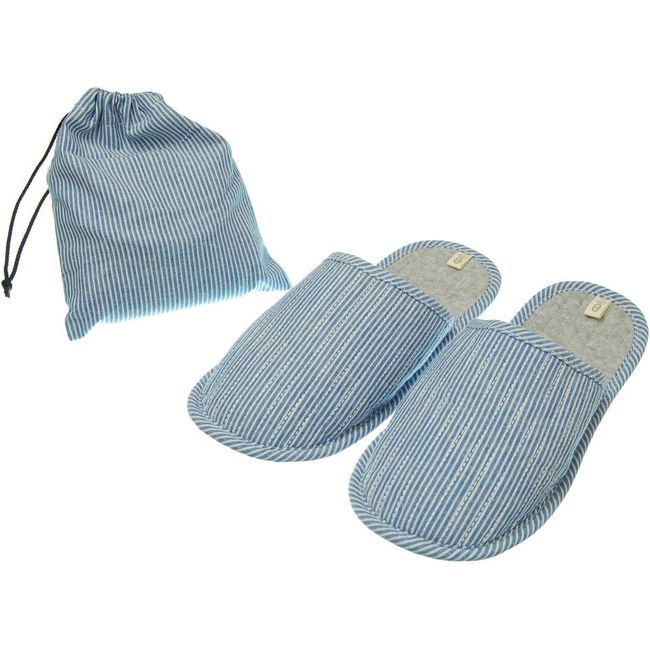 Nippon Slippers, Slippers, Portable, Easy Slippers, Packable, 9.8 - 10.4 inches (25 - 26.5 cm), Blue, Compact Storage, Washable, Lightweight, 006028