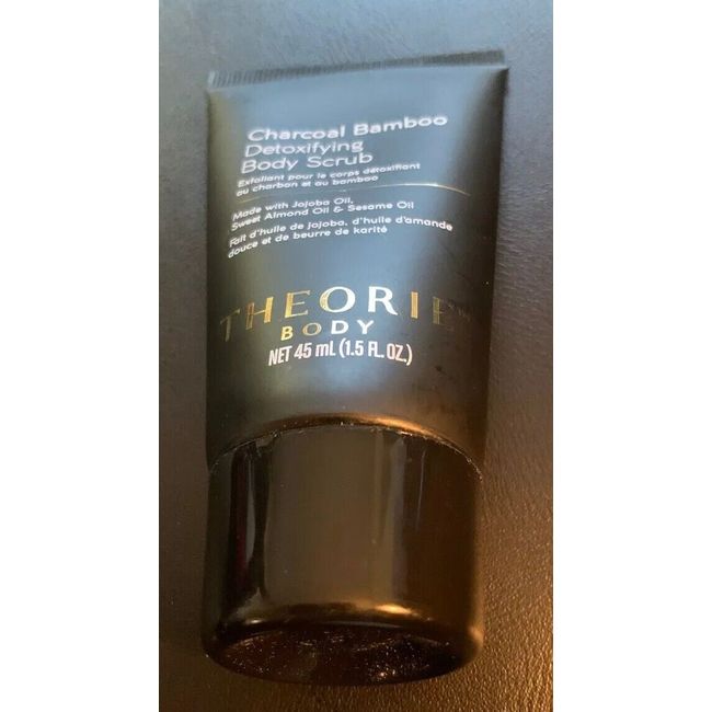 THEORIE BODY Charcoal Bamboo Detoxifying Body Scrub Travel Size 1.5 Oz Sealed