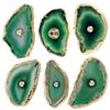 mookaitedecor Set of 4 Agate Slice Cabinet Knobs with Screws, Gold Plated Agate Drawer Pulls Handles for Dresser Kitchen Wardrobe Decorative